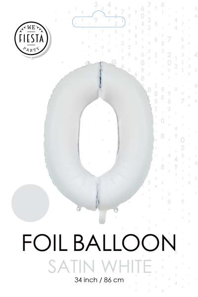 XXL Folienballon Zahl 0 Satin Weiß